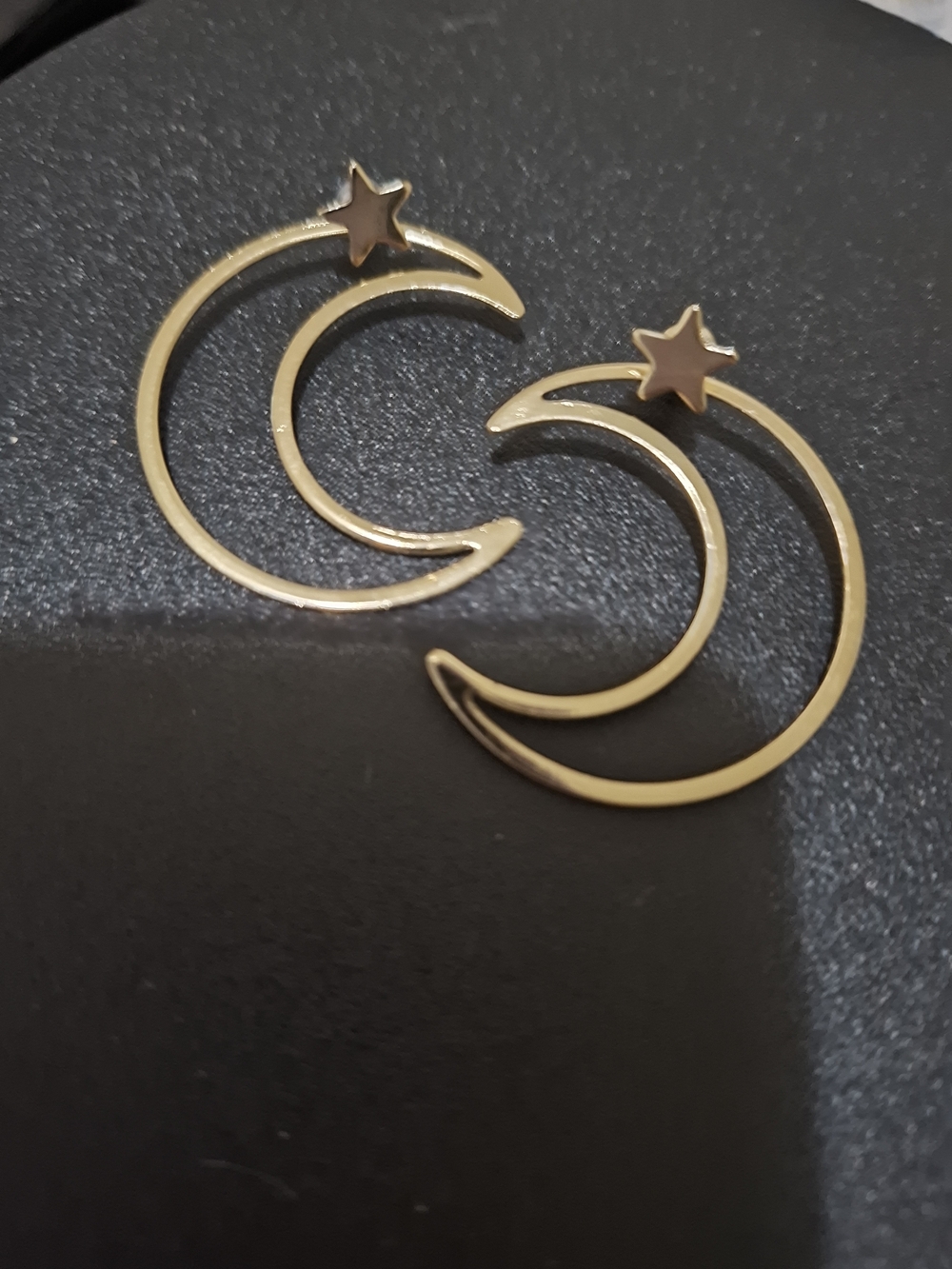 Gold Crescent Moon and Star Women's Earrings
